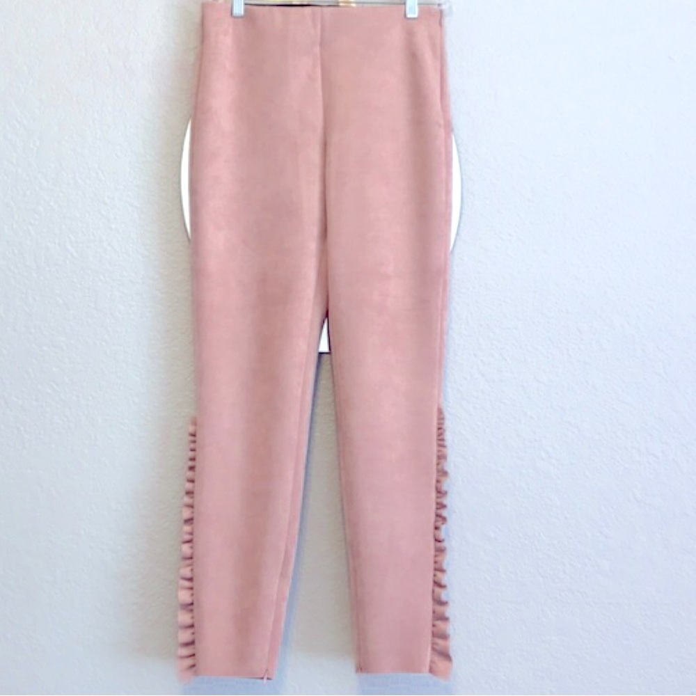 Zara  blush pink ankle ruffle pants NWOT - Picture 4 of 7